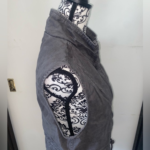 Per Se Size Large Grey Zipper and Button Up Vest with Drawstring Waist - Picture 8 of 15